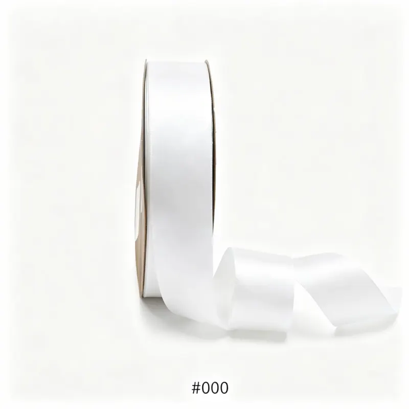 Panglică satin 2.5 cm × 45 m – Alb