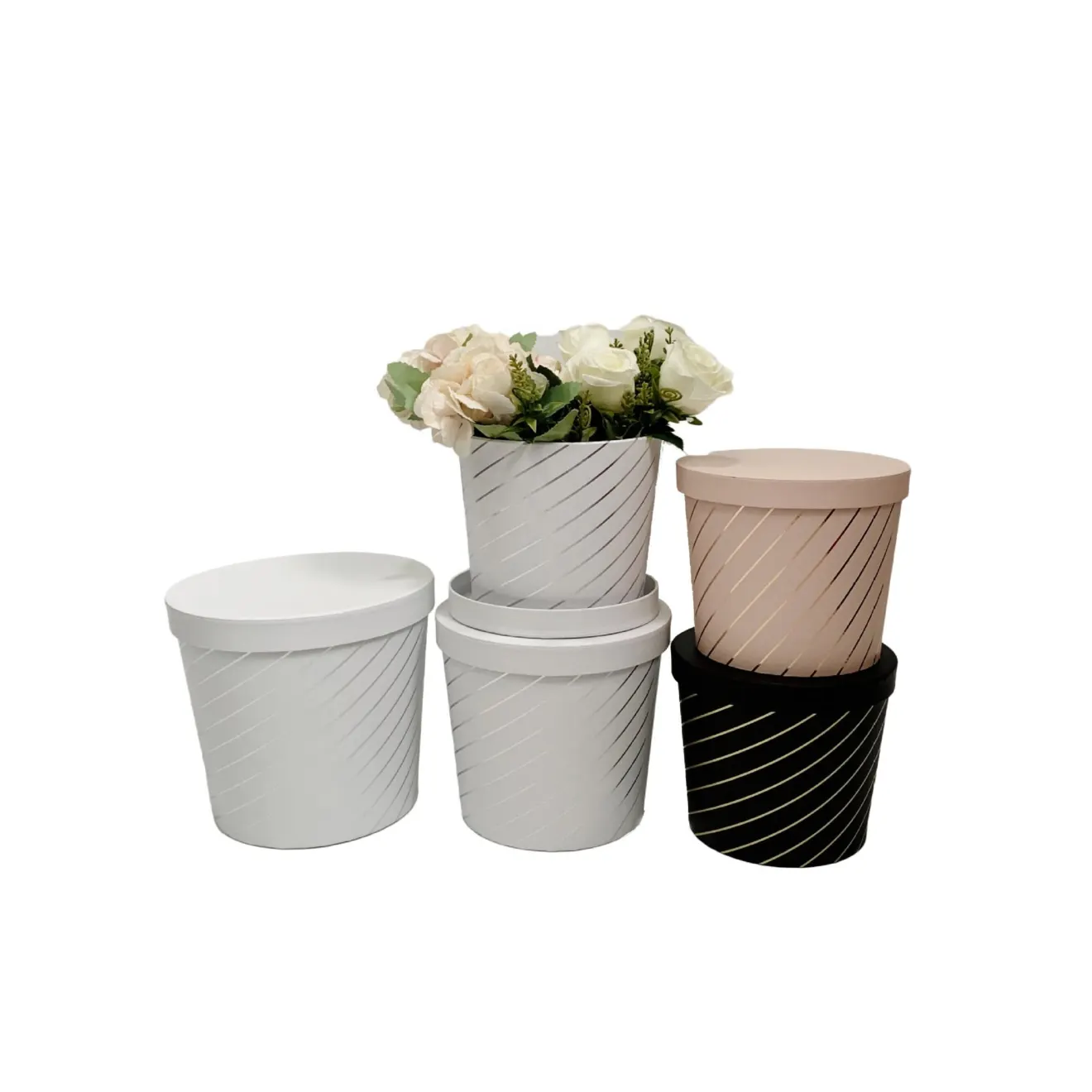 Set 3 cutii rotunde pentru aranjamente florale