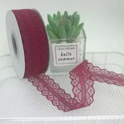 Panglică dantelă 3 cm × 45 m – Roșu vin