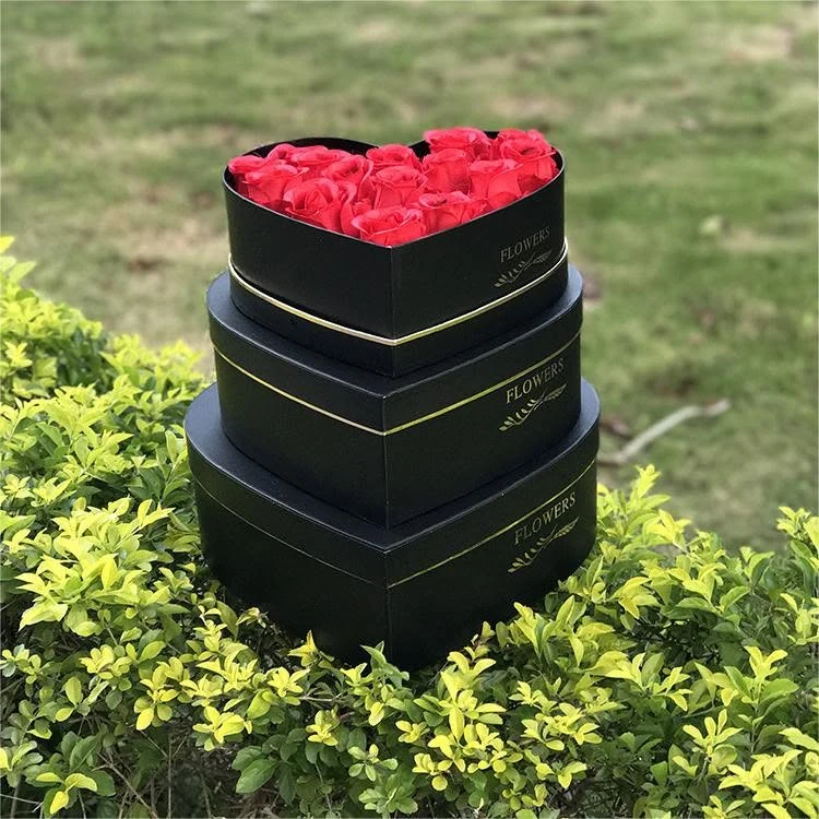 Set 3 cutii carton formă inimă – Negru