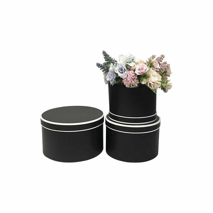 Set 3 cutii rotunde carton, roșu – Negru