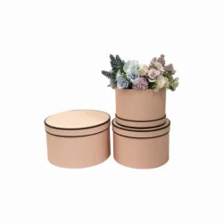 Set 3 cutii rotunde carton, roșu – Roz