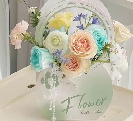 Cutie poșetă carton pentru aranjamente florale – Verde
