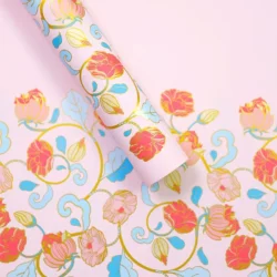 amb-floral-20-roz Ambalaj cu imprimeu floral auriu pentru buchete (set 20 coli)