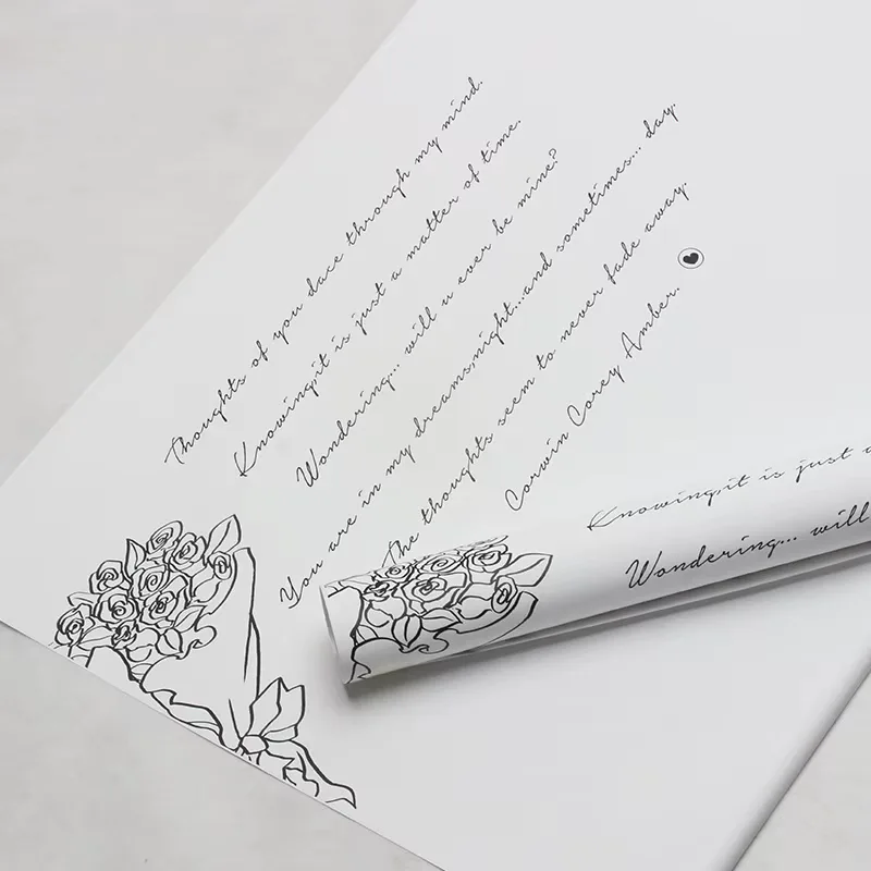 Ambalaj cu text caligrafic pentru buchete (set 20 coli)