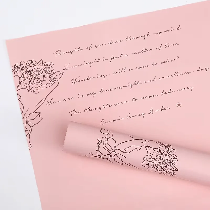 Ambalaj cu text caligrafic pentru buchete (set 20 coli)