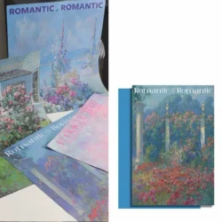 hrt-pictura-10-gradina-albastra-v2 Hârtie pentru buchete cu imprimeu pictură (set 10 coli)