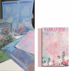 hrt-pictura-10-gradina-roz-v2 Hârtie pentru buchete cu imprimeu pictură (set 10 coli)