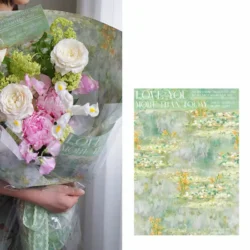 hrt-pictura-10-verde-v2 Hârtie pentru buchete cu imprimeu pictură (set 10 coli)