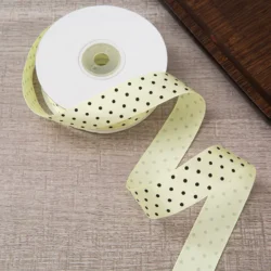 Panglică satin cu buline 2,5 cm × 22 m